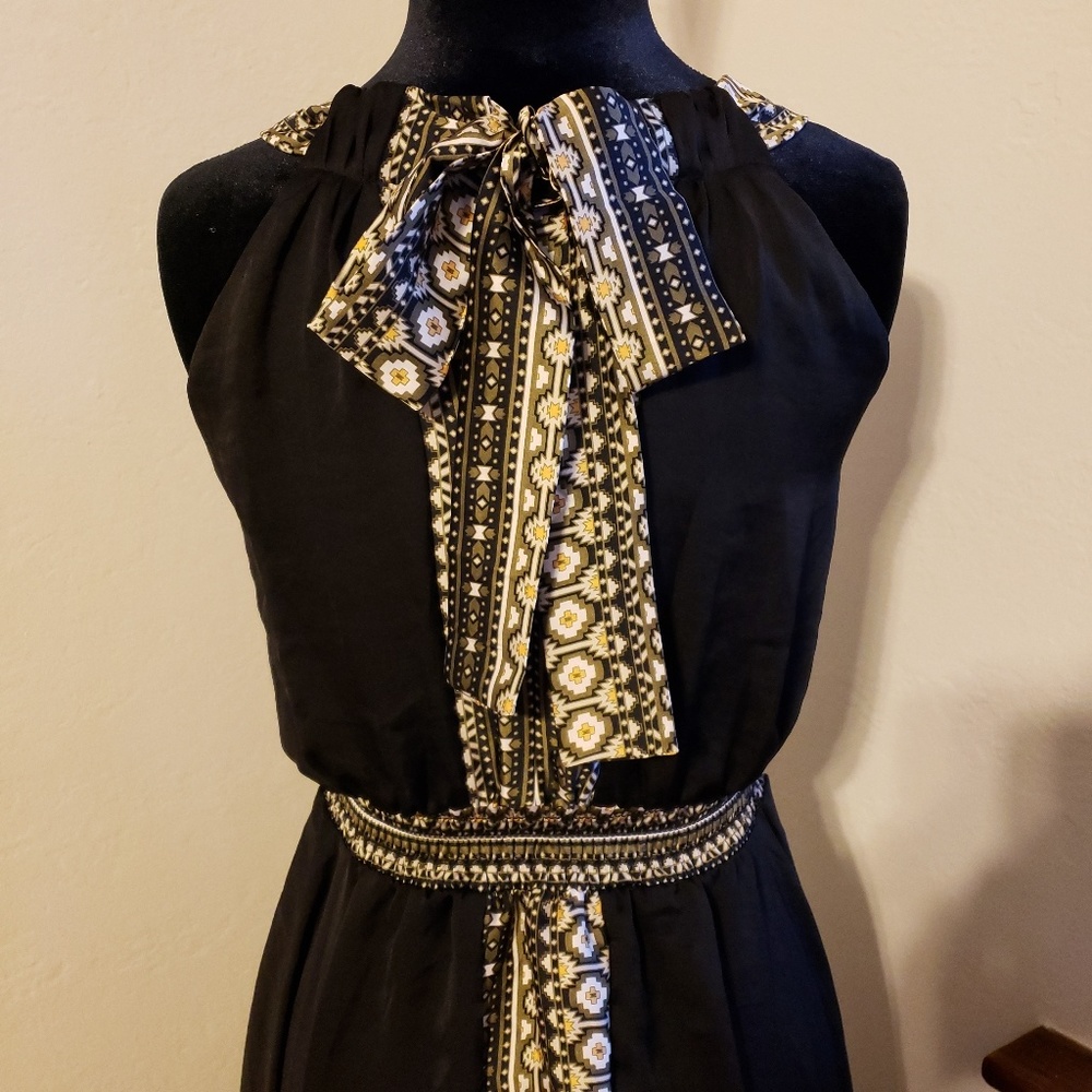 New York & Company Black & Print Dress S